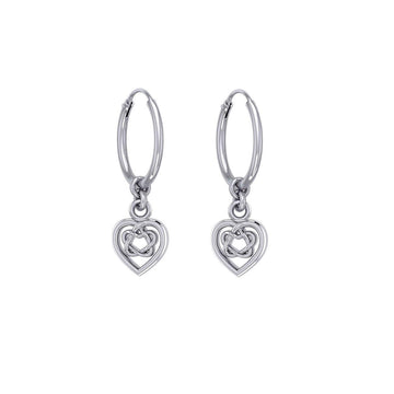 Celtic Knotwork Heart Silver Hoop Earrings TER2060 - Jewelry